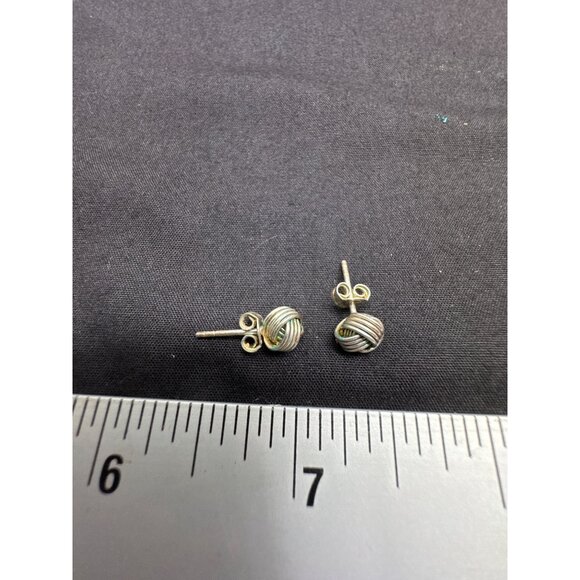 Sterling Silver 925 Knot Stud Earrings With Butterfly Backs - Picture 4 of 4